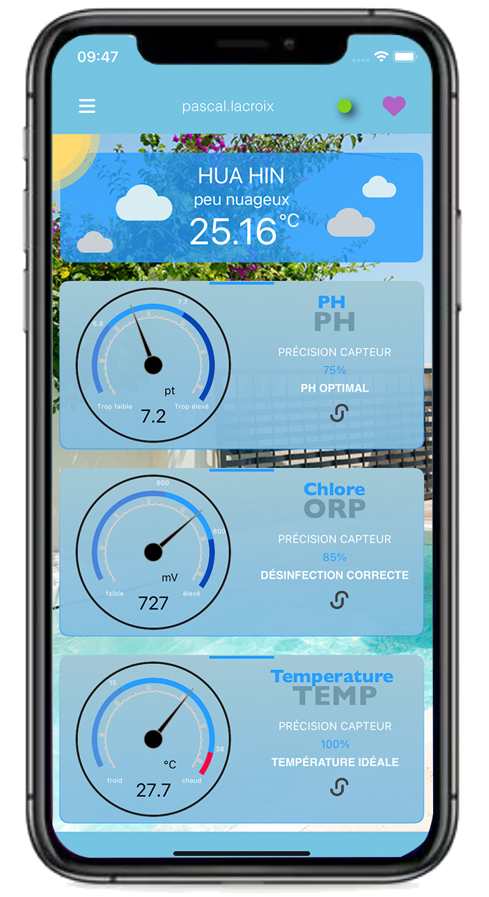Application IOS, gestion analyseur connecté piscine Application IOS, gestion analyseur connecté piscine